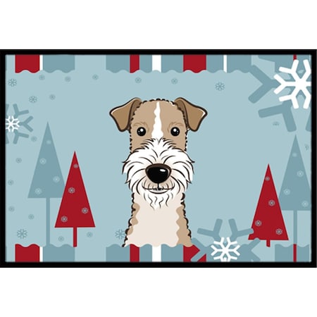 Jensendistributionservices Winter Holiday Wire Haired Fox Terrier Indoor & Outdoor Mat, 24 x 36 in. MI2556710